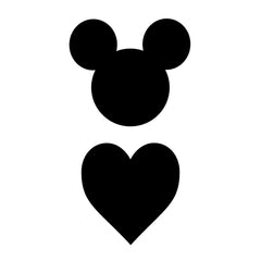 Merry Mickey Face Stamp shapes: a black Mickey Mouse silhouette and a black heart