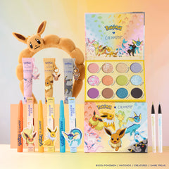 Infinite Possibilities set with the Eevee headband, Eeveelution palette, three Fresh Kiss lip balms, Shadow Stix and BFF liners