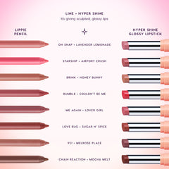 Lippie Pencil and Hyper Shine Glossy Lipstick pairings, like Oh Snap with Lavender Lemonade and Chain Reaction with Mocha Melt