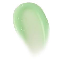 Glossy smear of Pistachio Gelato ColourPop Lip Mask, a pastel pistachio-green balm swatch showing creamy, semi-sheer texture and high shine on a white background.