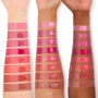Adore You ColourPop Lip and Cheek Balm swatched on three forearms of different skin tones, a glossy rosy pink square among vertically stacked labeled shades, showing creamy, buildable color and dewy shine.