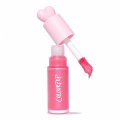 ColourPop Liquid Blush Princess Ave displays a frosted pink tube with COLOURPOP logo as the doe-foot applicator lifts a creamy rosy-pink swipe, topped by a heart-shaped cap, with a 2025 Allure Best of Beauty award badge on a white backdrop.