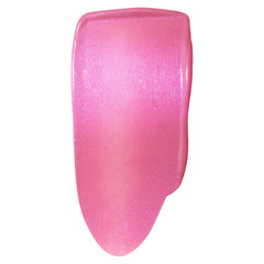 Shimmery bubblegum-pink swatch of Sweet Treat ColourPop Liquid Blush, smeared in a single glossy stroke to show lightweight, dewy texture and cool undertone, set against a clean white background.