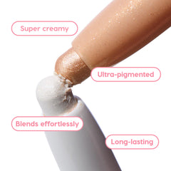 ColourPop Shadow Stix Metallic Neutrals - two shimmery cream eyeshadow sticks, champagne gold and icy pearl, pressing tip-to-tip to show super-creamy, ultra-pigmented color that blends effortlessly and lasts on a clean white background.