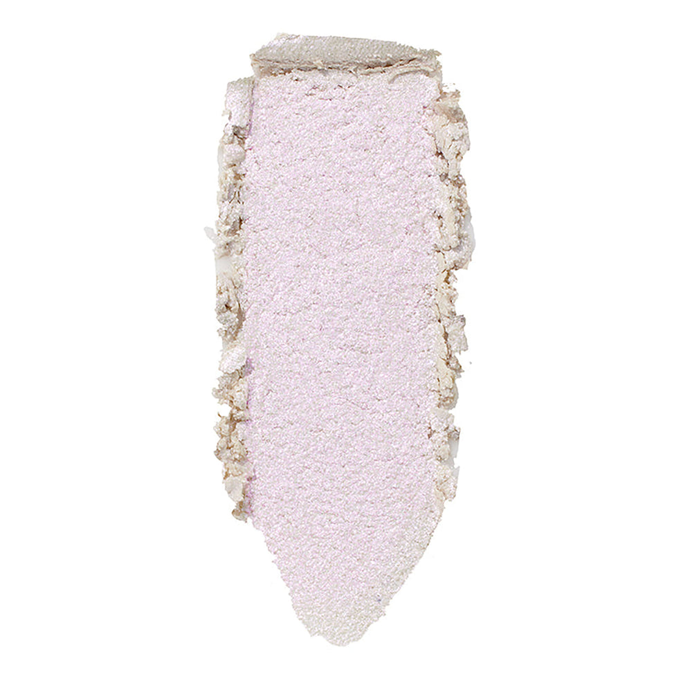 ColourPop Spellbound Super Shock Highlighter swatch, a single smear of icy pale lavender‑pink with fine pearlescent shimmer, showing its soft, cushiony texture on a clean white background.